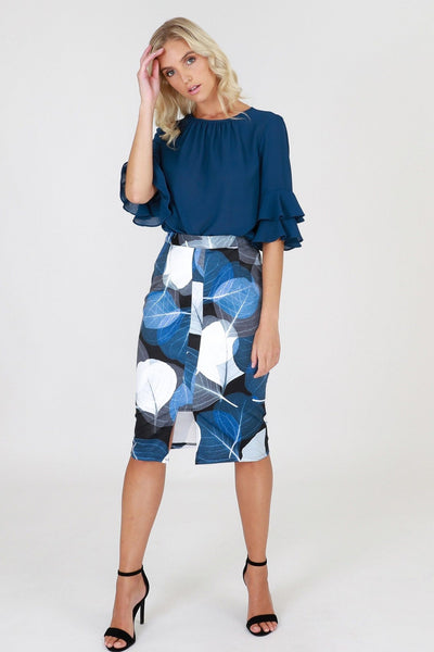 3RD Love Endless Skies Print Pencil Skirt - Hey Sara