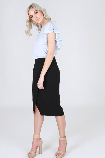 3rd Love Cavier Sky Split Pencil Skirt in Black - Hey Sara