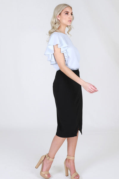 3rd Love Cavier Sky Split Pencil Skirt in Black - Hey Sara