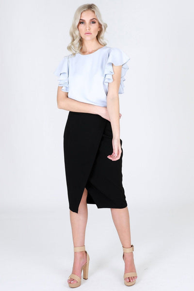 3rd Love Cavier Sky Split Pencil Skirt in Black - Hey Sara