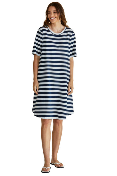 Betty Basics Eloise T-Shirt Dress in Navy Stripe