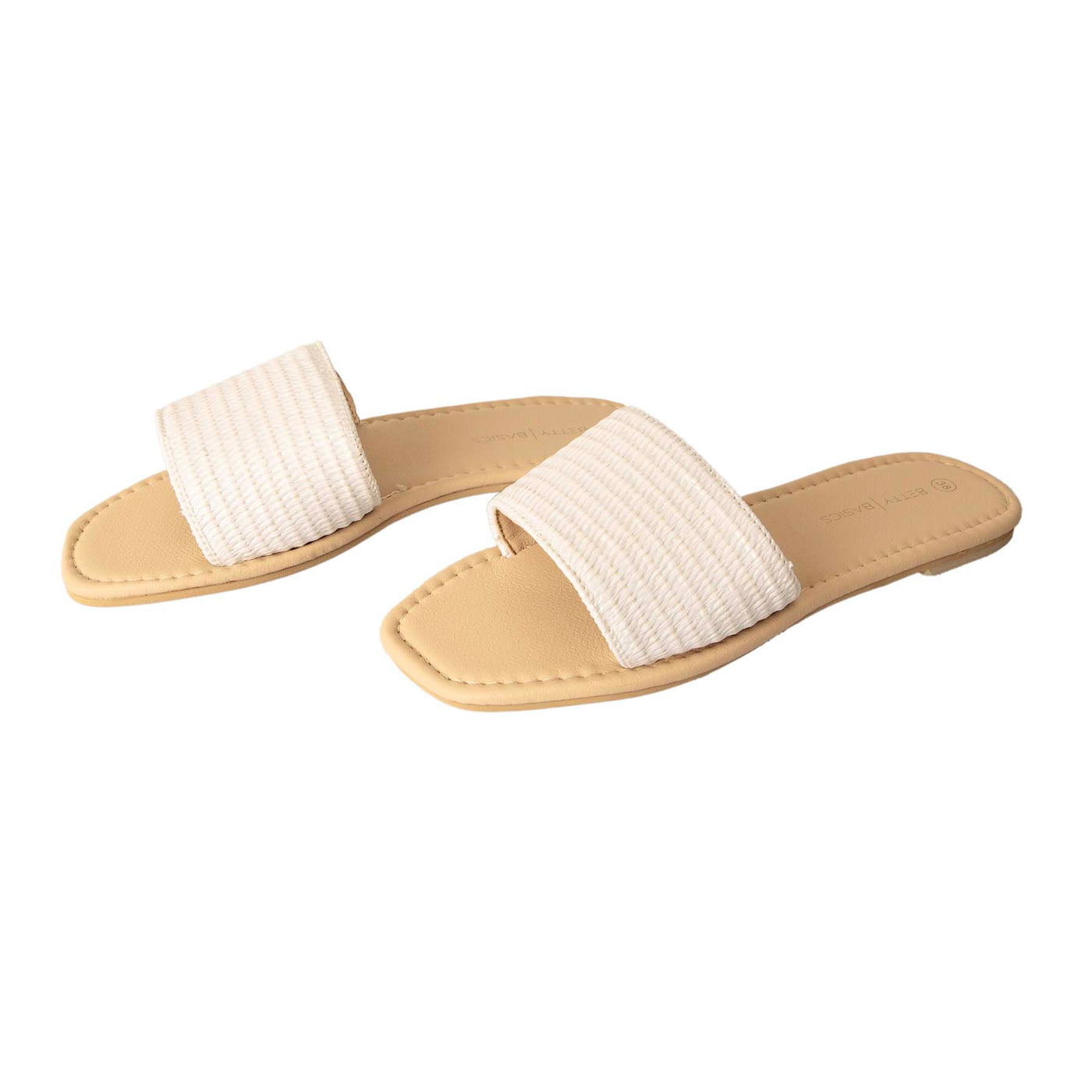 Betty Basics Raffia Slide in White