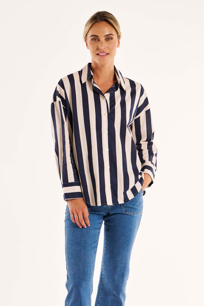 Betty Basics Stripe Shirt in Navy Stripe