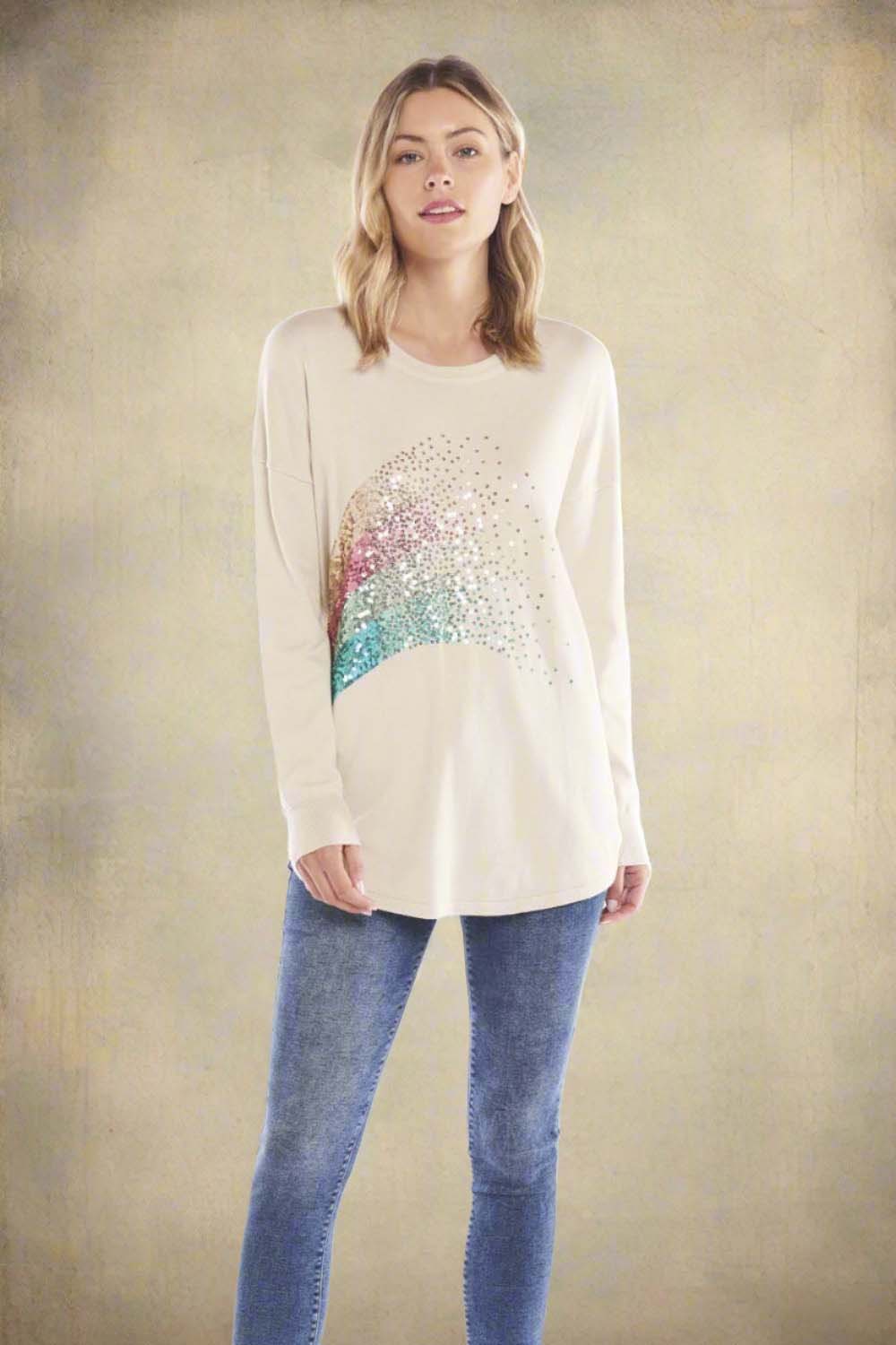 Betty Basics Sophie Knit Jumper in Cream with Glitter Sequins