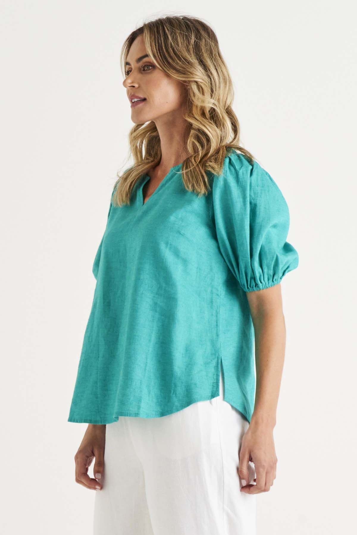 Betty Basics Alba Blouse in Teal - Hey Sara