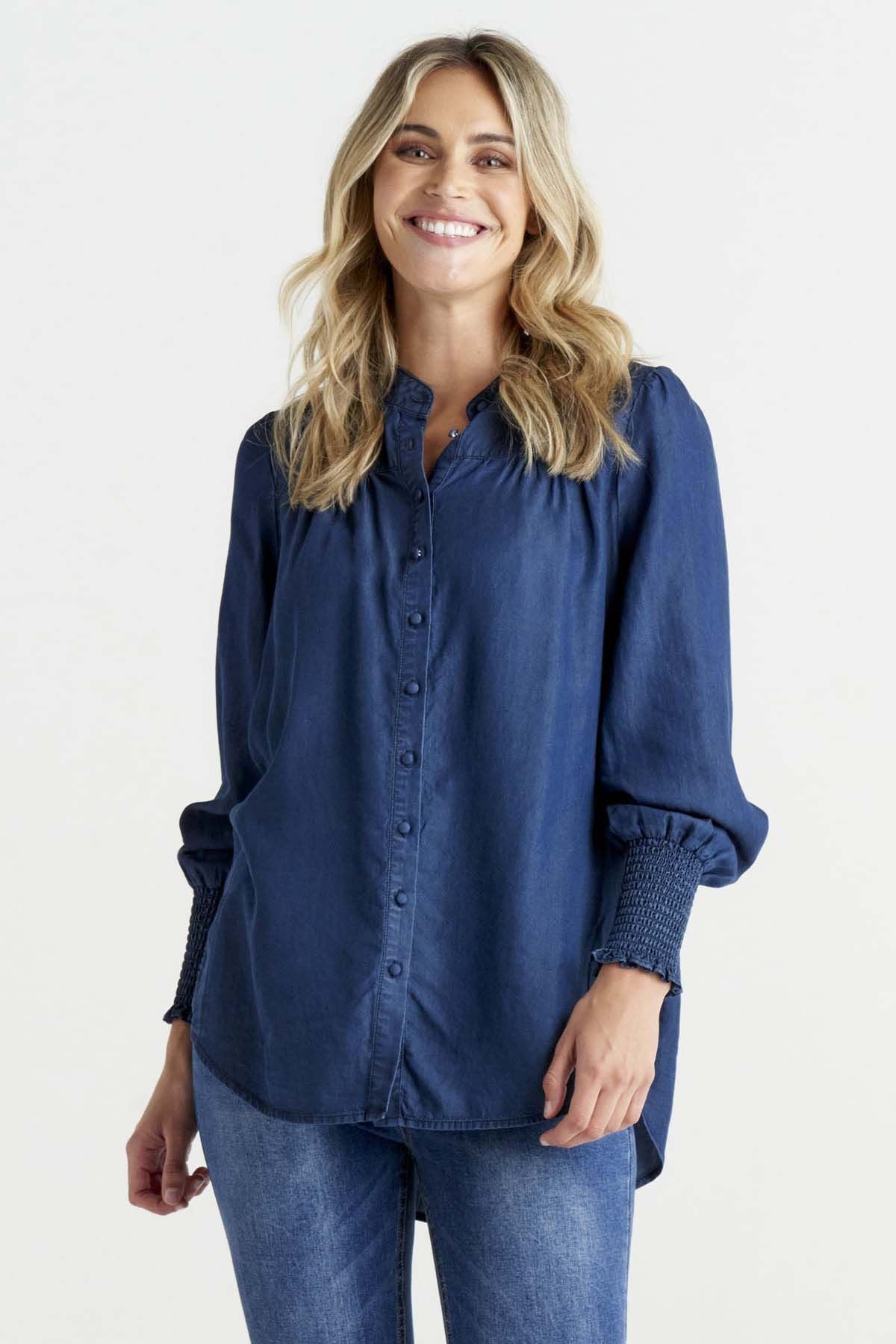 Betty Basics Alice Blouse in Blue Haze - Hey Sara