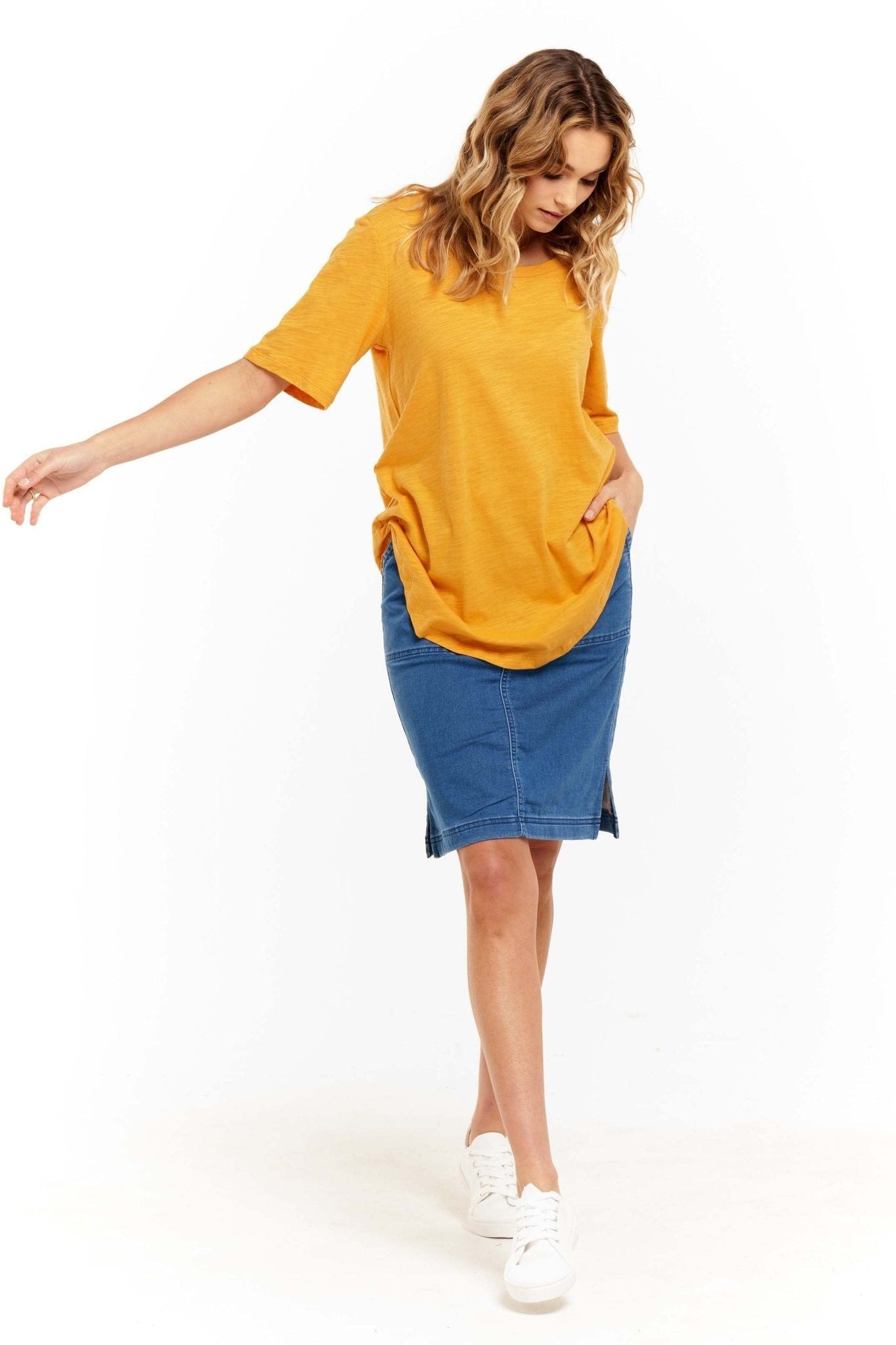 Betty Basics Ariana Tee in Spiced Mustard - Hey Sara