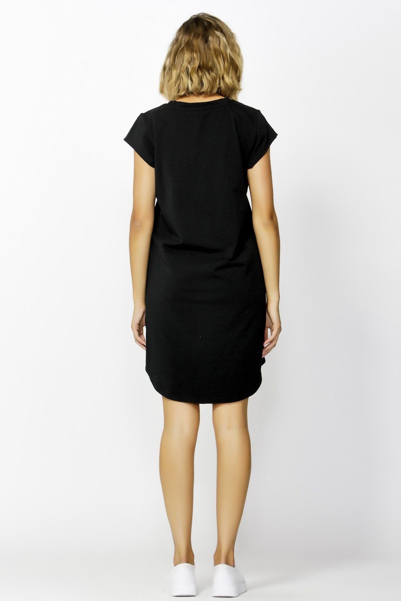 Betty Basics Ava V-Neck Mini Dress in Black - Hey Sara