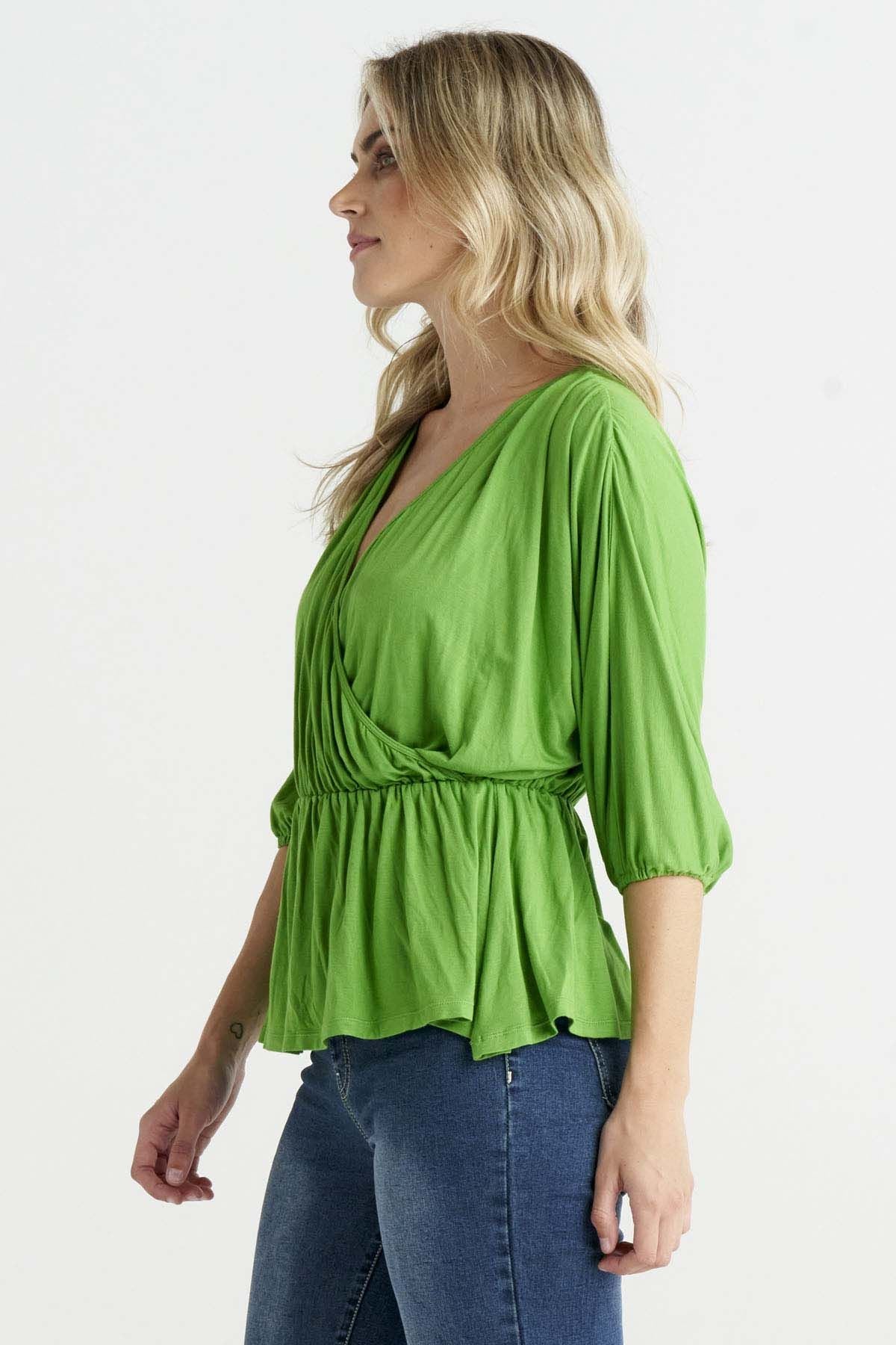 Betty Basics Bayeaux Wrap Top in Artichoke - Hey Sara