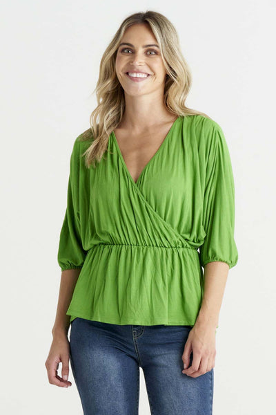 Betty Basics Bayeaux Wrap Top in Artichoke - Hey Sara