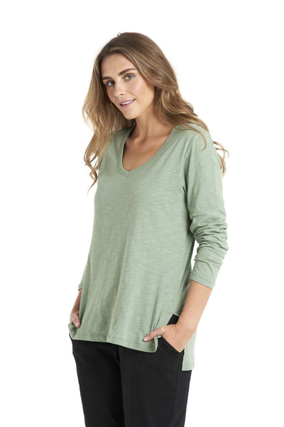 Betty Basics Bonnie Long Sleeve Top in Celadon - Hey Sara