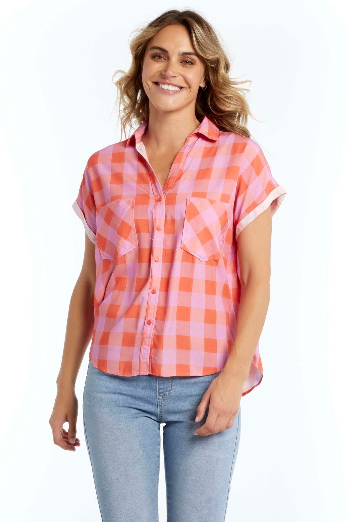 Betty Basics Fiona Shirt in Red Check - Hey Sara