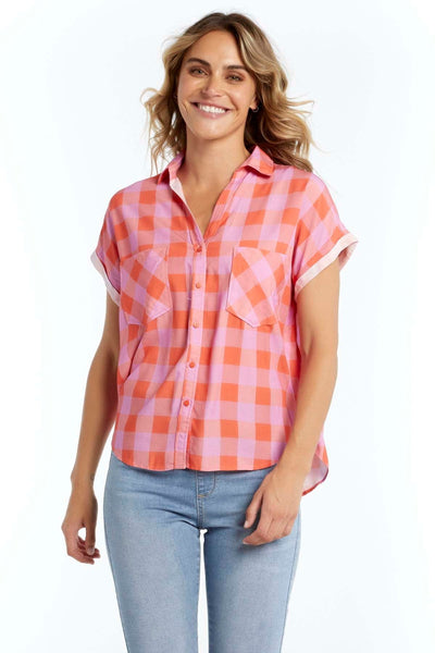 Betty Basics Fiona Shirt in Red Check - Hey Sara