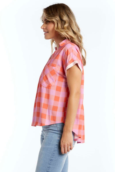 Betty Basics Fiona Shirt in Red Check - Hey Sara