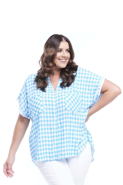 Betty Basics Fiona Shirt in Sea Gingham - Hey Sara
