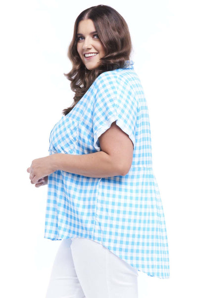 Betty Basics Fiona Shirt in Sea Gingham - Hey Sara
