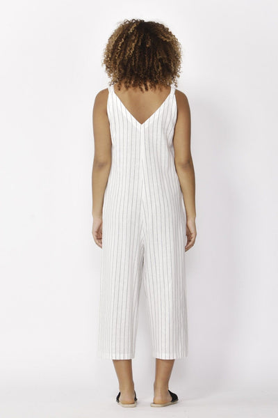 Betty Basics Hendrick Jumpsuit in White Pinstripe - Hey Sara