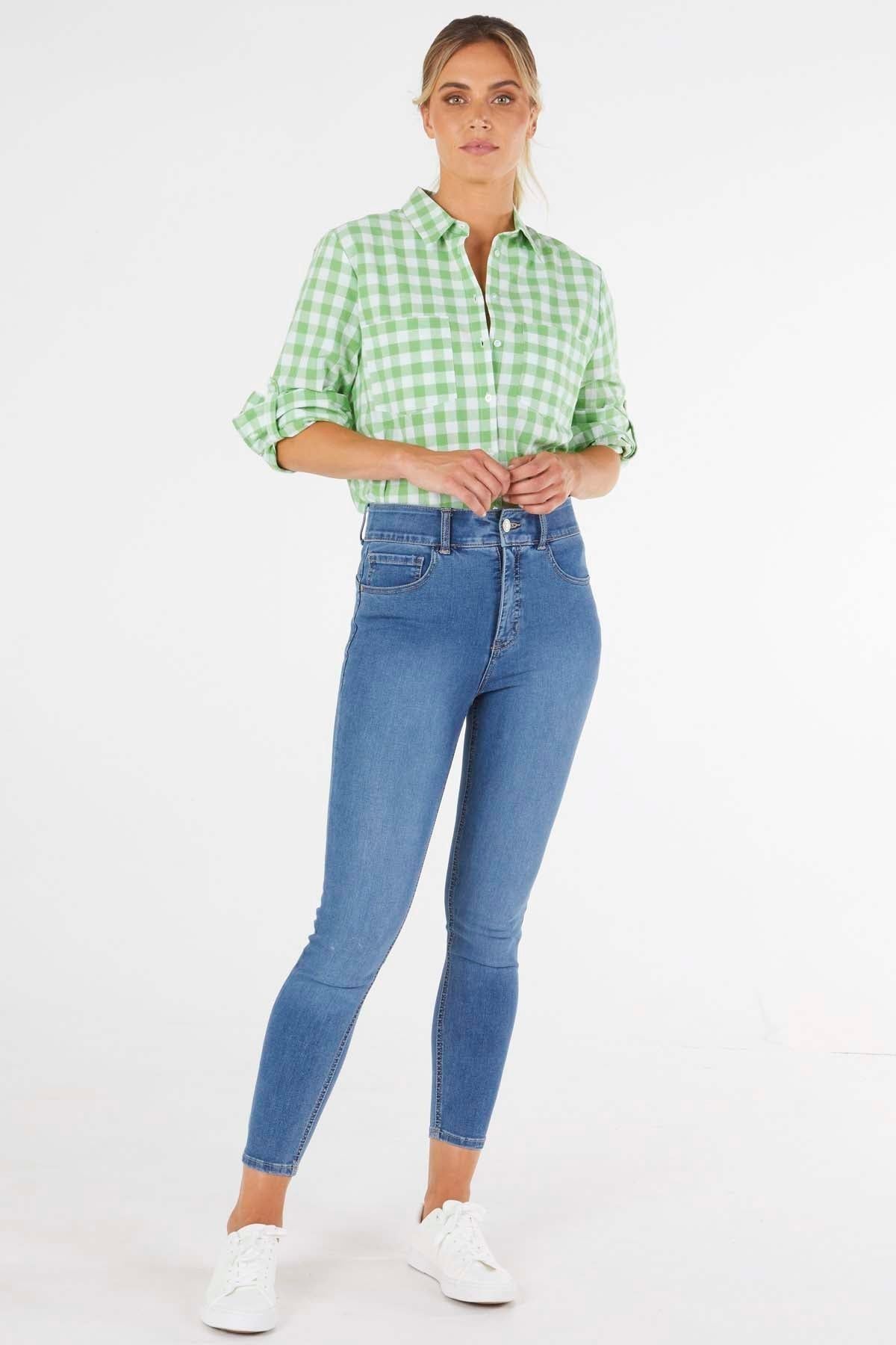 Betty Basics Heston Shirt in Green Gingham - Hey Sara