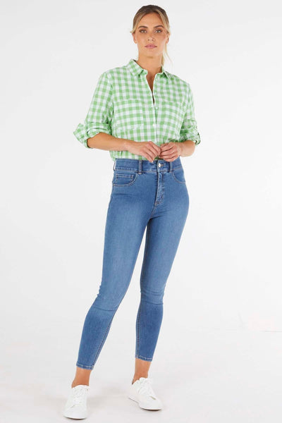 Betty Basics Heston Shirt in Green Gingham - Hey Sara