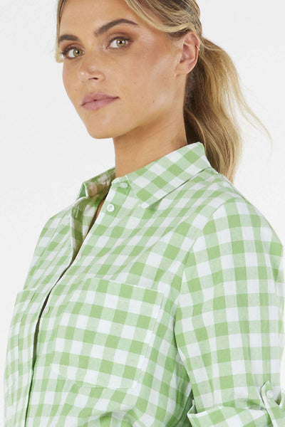 Betty Basics Heston Shirt in Green Gingham - Hey Sara