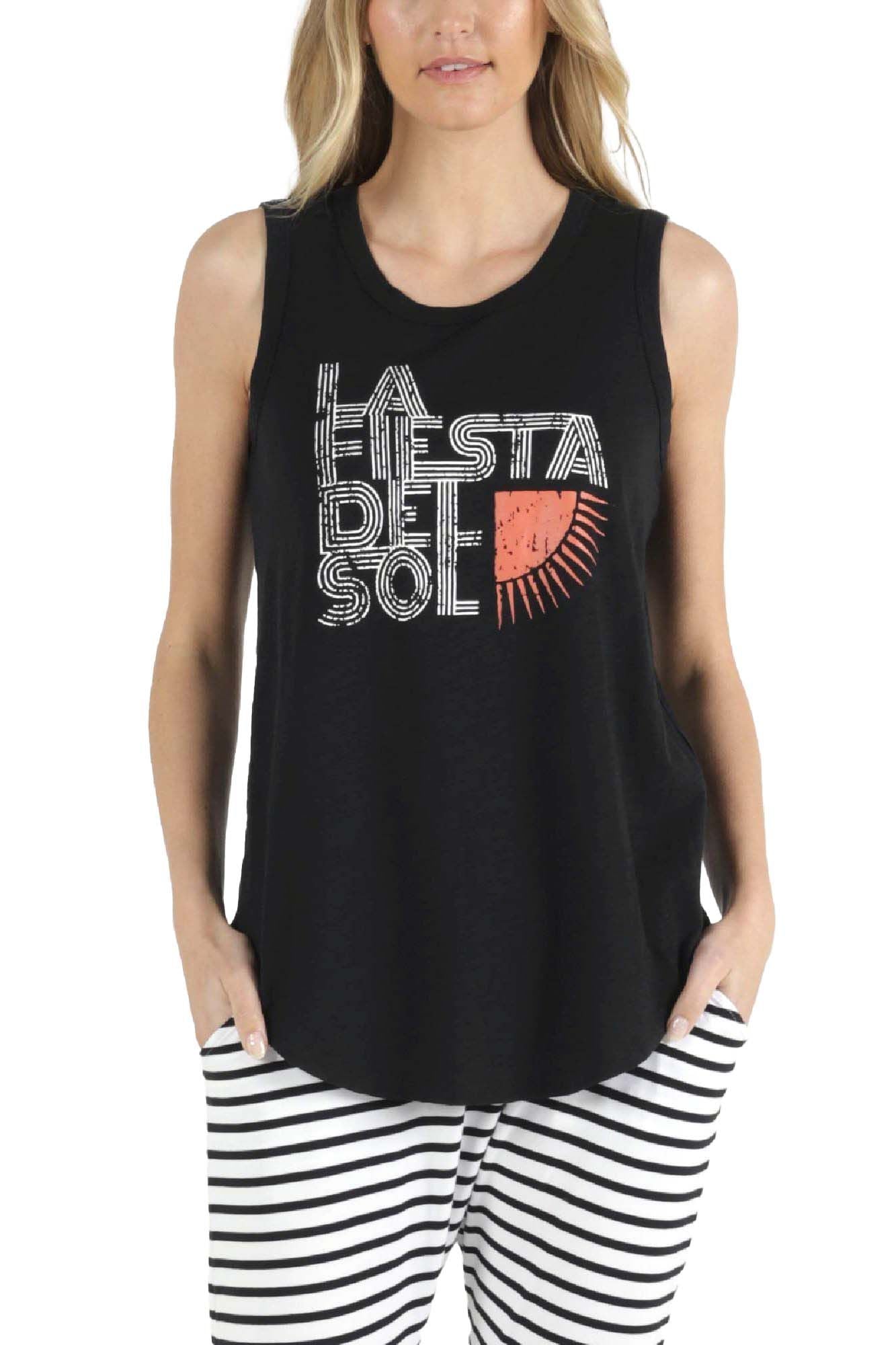 Betty Basics Keira Tank in Black with Fiesta Print - Hey Sara