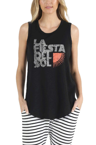 Betty Basics Keira Tank in Black with Fiesta Print - Hey Sara