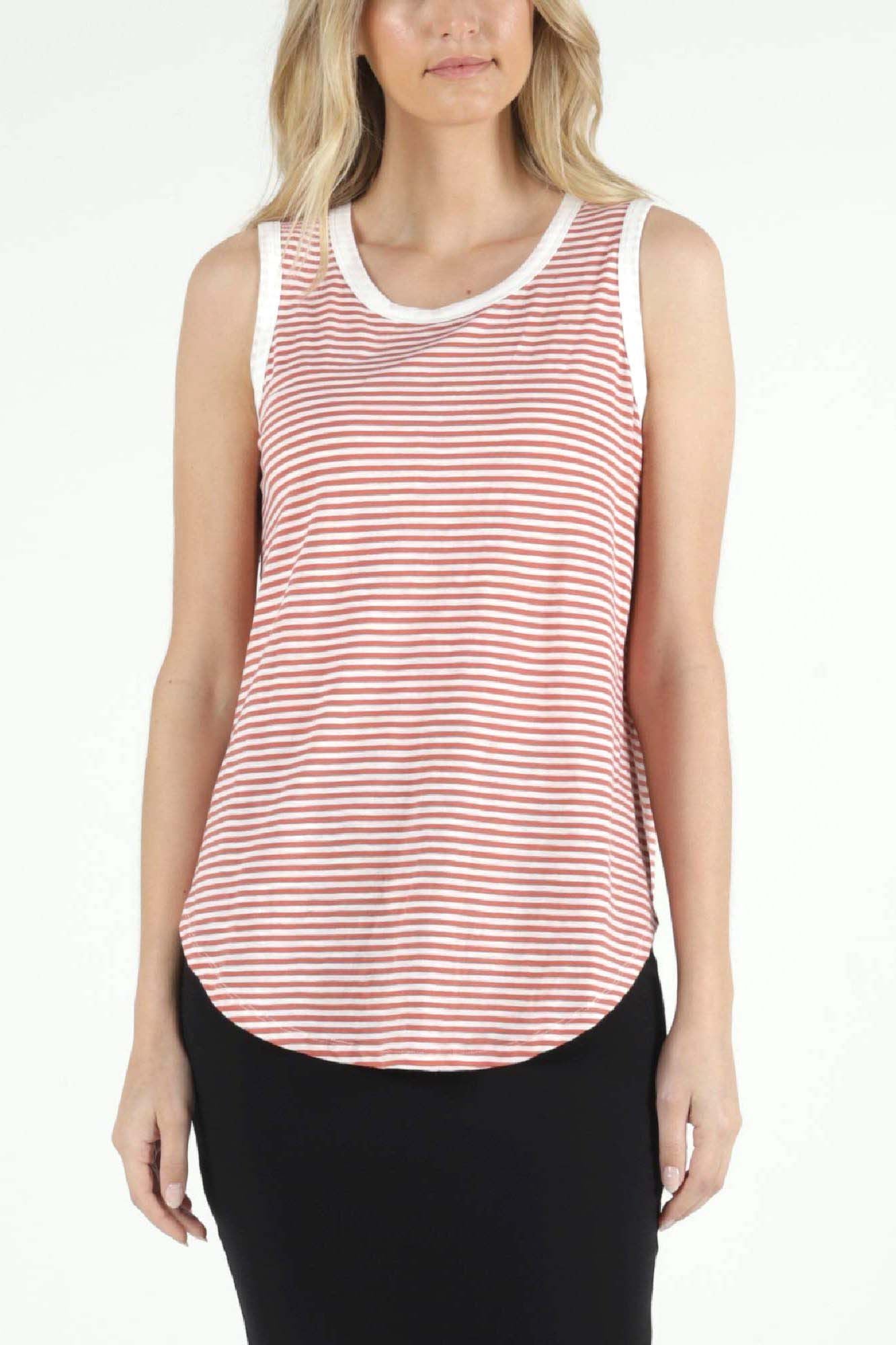 Betty Basics Keira Tank in Tangello Stripe - Hey Sara