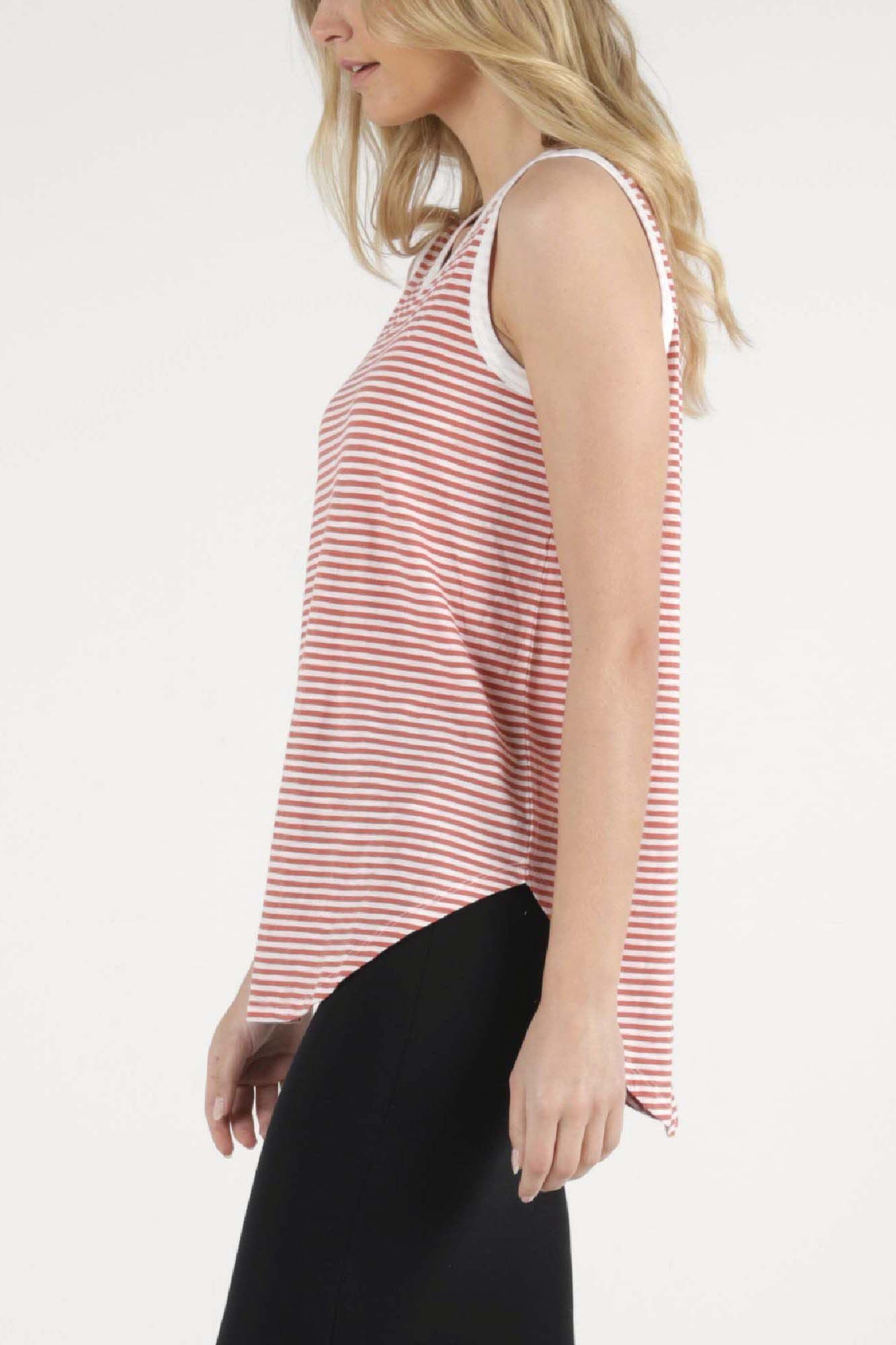Betty Basics Keira Tank in Tangello Stripe - Hey Sara