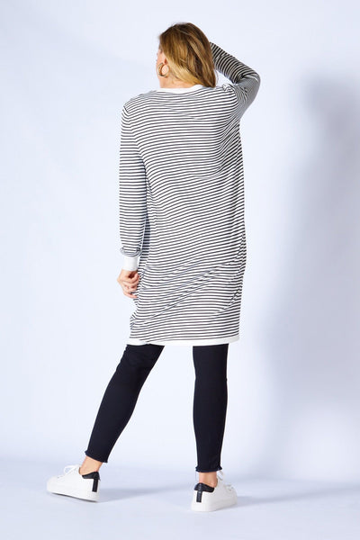Betty Basics Leah Knit Cardigan in White Black Stripe - Hey Sara