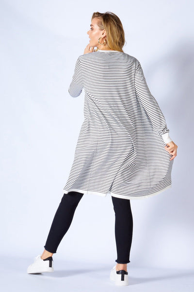 Betty Basics Leah Knit Cardigan in White Black Stripe - Hey Sara