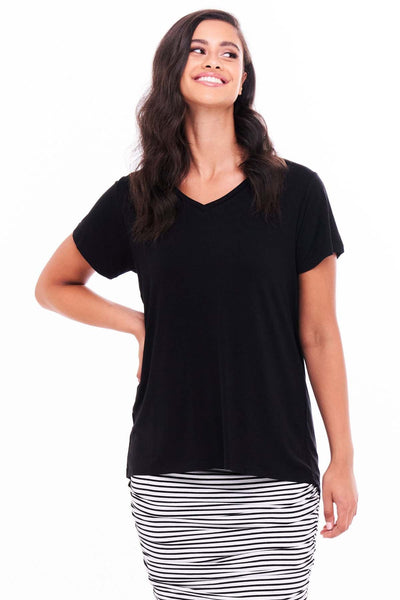 Betty Basics Matilda V-Neck Tee in Black - Hey Sara