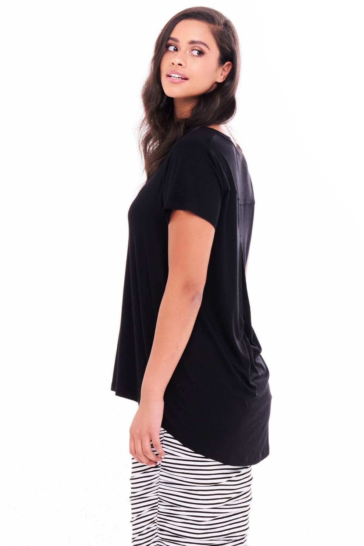 Betty Basics Matilda V-Neck Tee in Black - Hey Sara