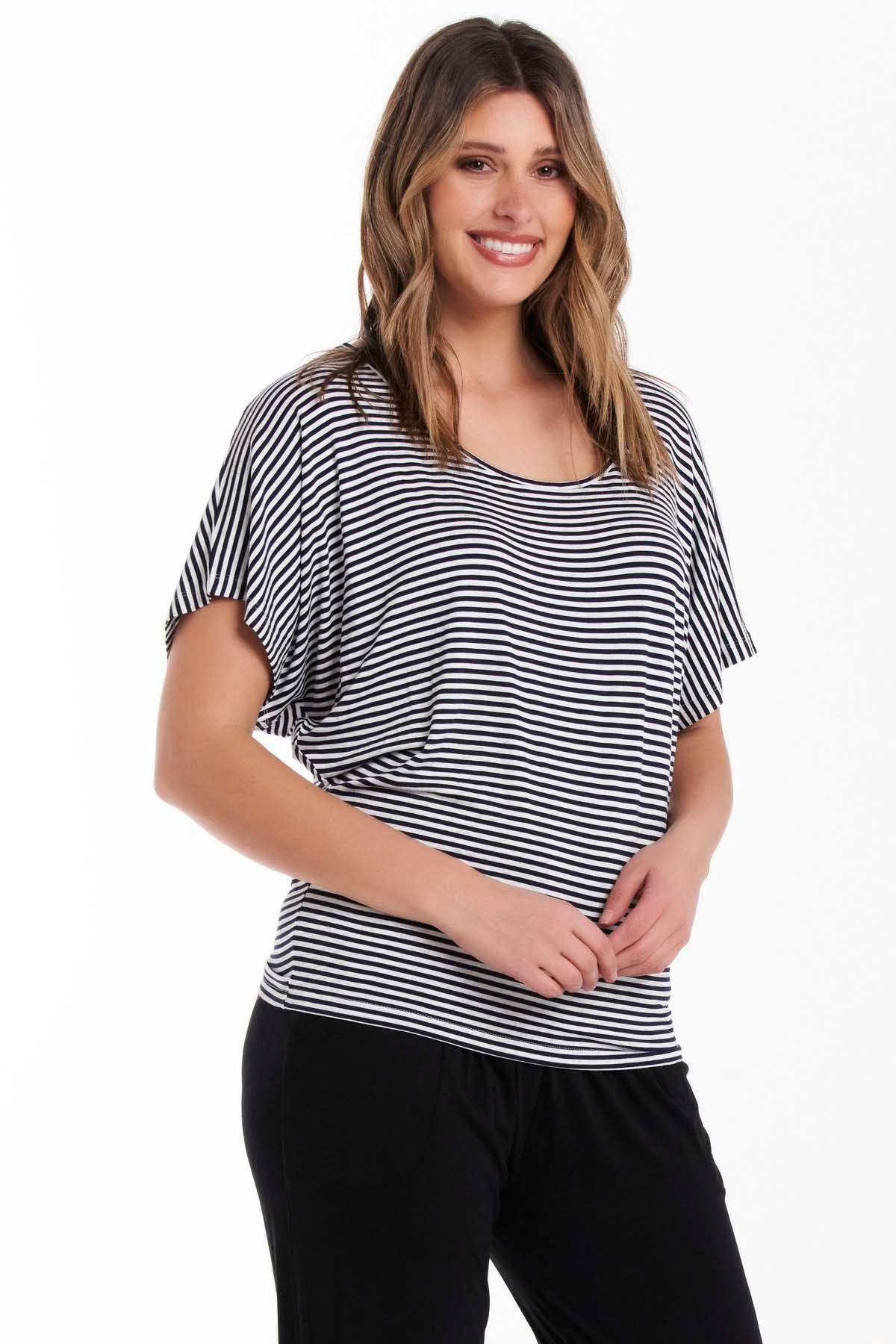 Maui Tee in Navy White Stripe | Betty Basics | Hey Sara