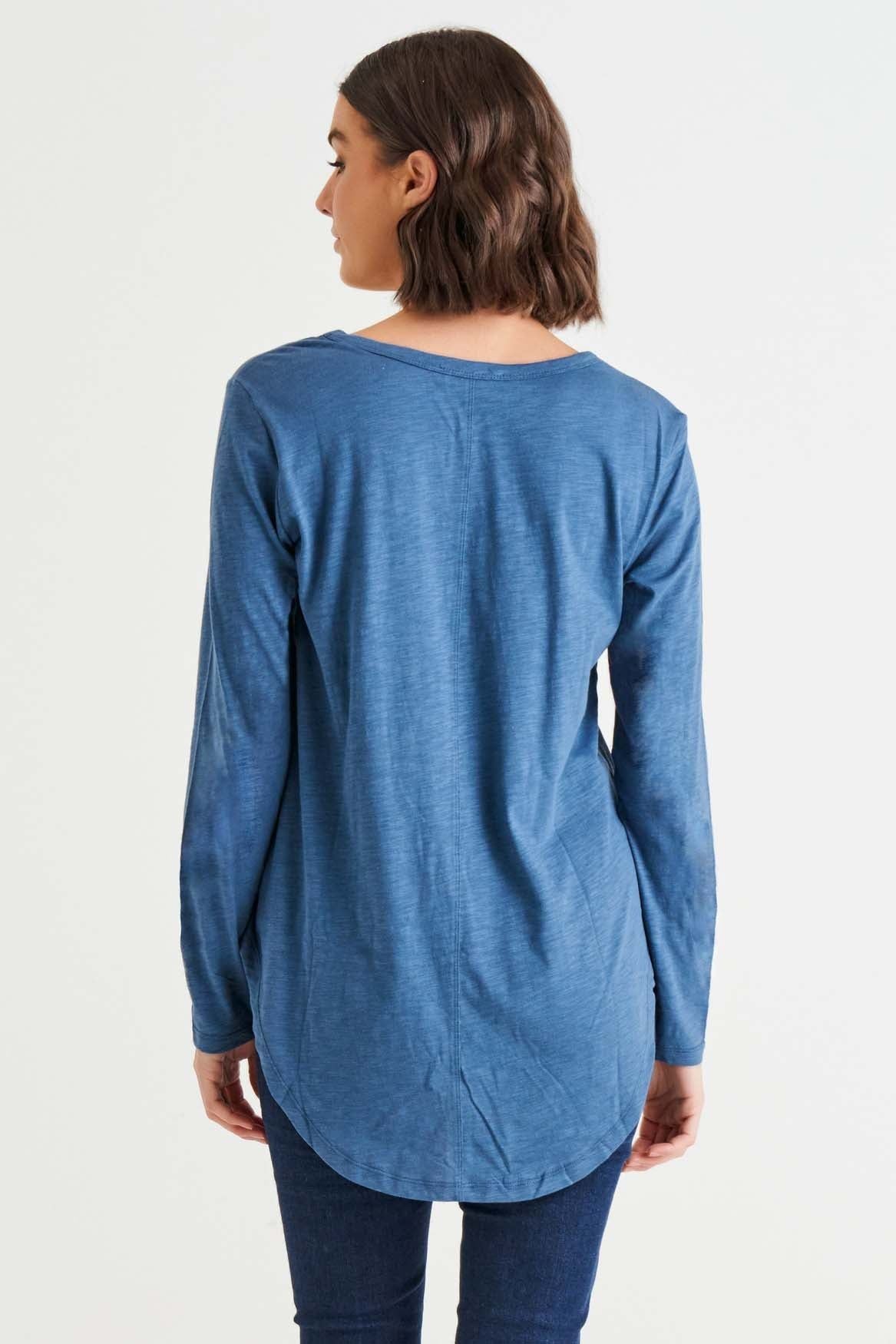 Betty Basics Megan Top in Steel Blue - Hey Sara