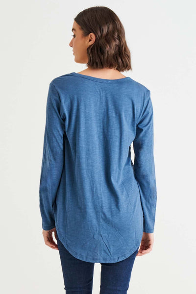Betty Basics Megan Top in Steel Blue - Hey Sara
