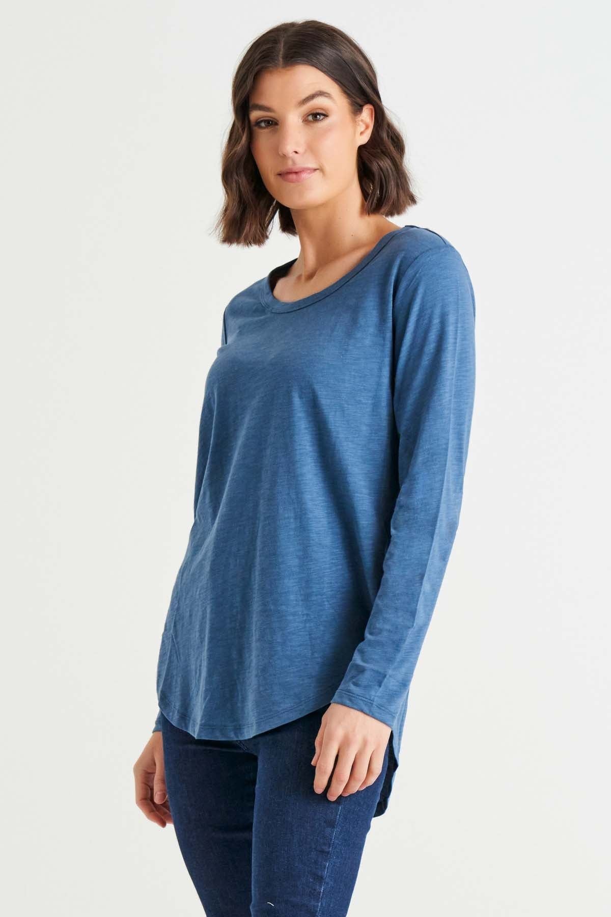 Betty Basics Megan Top in Steel Blue - Hey Sara