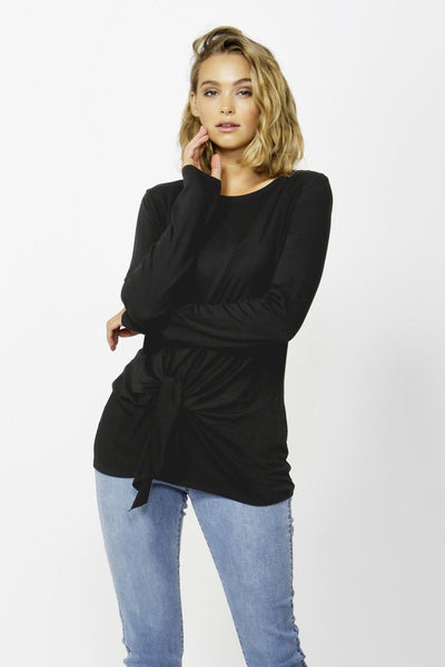 Betty Basics Monaco Knot Top in Black - Hey Sara