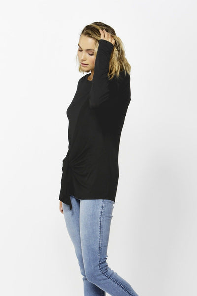 Betty Basics Monaco Knot Top in Black - Hey Sara