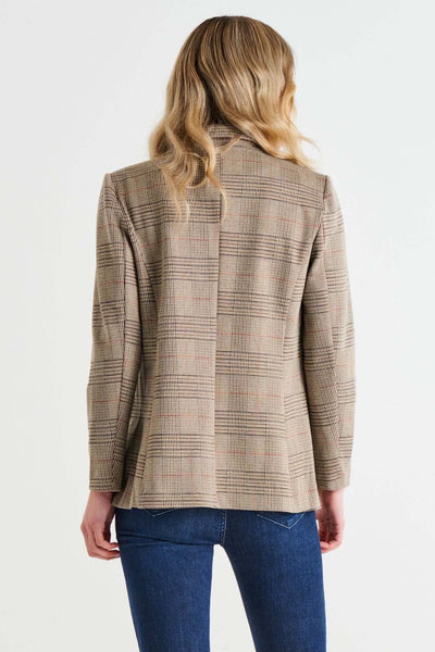 Betty Basics Portsea Blazer in Mocha Plaid - Hey Sara