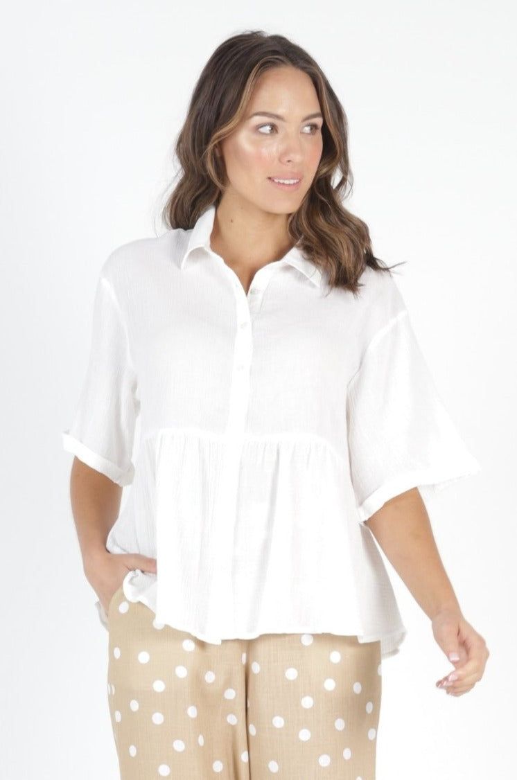Betty Basics Ross Cotton Shirt in White - Hey Sara