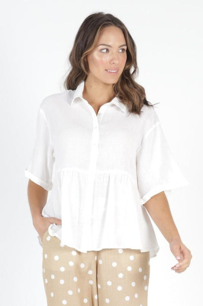 Betty Basics Ross Cotton Shirt in White - Hey Sara
