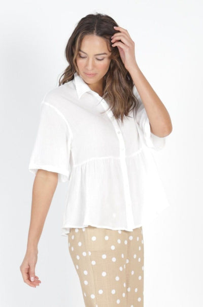 Betty Basics Ross Cotton Shirt in White - Hey Sara