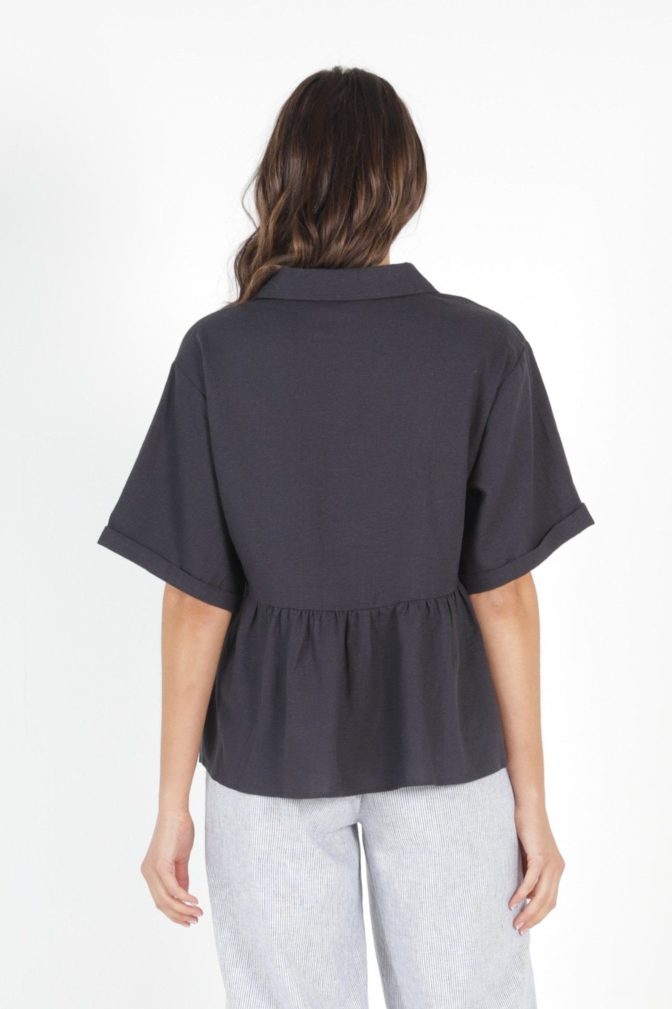 Betty Basics Ross Linen Shirt in Indi Grey - Hey Sara