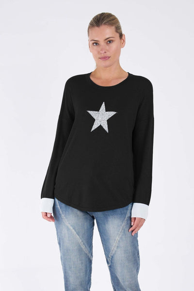 Betty Basics Sophie Knit Jumper in Black Star - Hey Sara