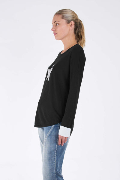 Betty Basics Sophie Knit Jumper in Black Star - Hey Sara