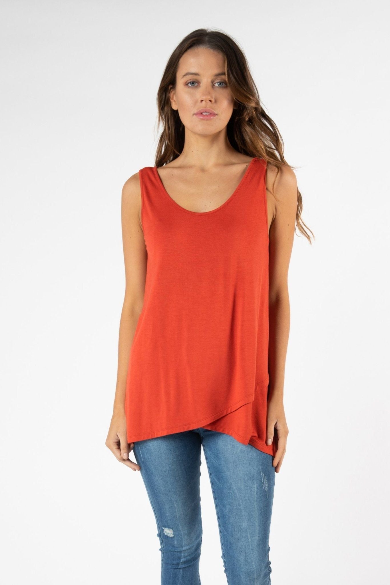 Betty Basics Zorita Tank in Sunset Red - Hey Sara