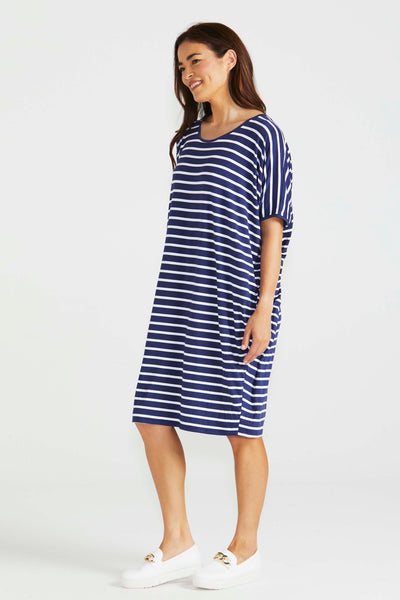 Betty Basics Maui Midi Dress in Parisian Stripe