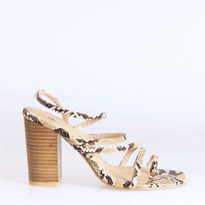 Billini Hattie Block Heel in Camel Snake - Hey Sara