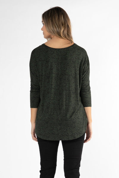 Betty Basics Bilbao Top in Olive / Black Terrain Print - Hey Sara