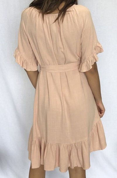 Fate + Becker Dakota Ruffle Dress in Beige Pink - Hey Sara